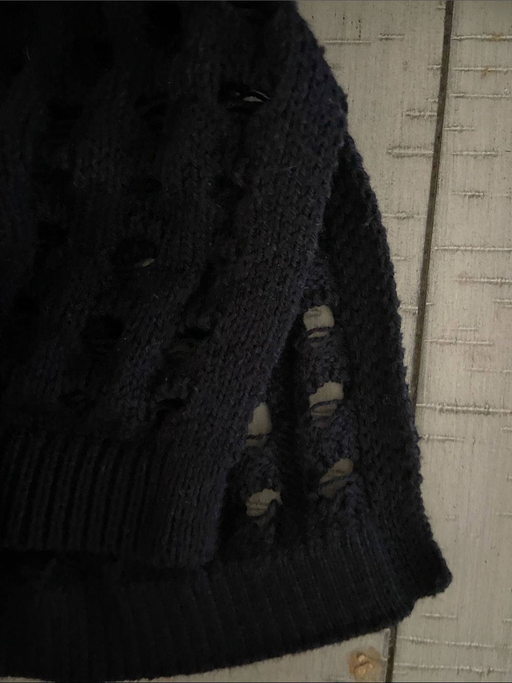 MarlaWynne Cotton Open Stitch Pull On 3/4 Sleeve Sweater Black Size XS Fisherman - Picture 8 of 8